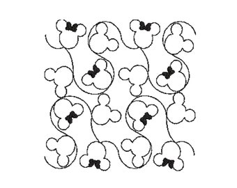 3 Designs - Minnie, Mickey and Minnie with Mickey Mouse Quilt Block Machine Embroidery Design. 5 Sizes