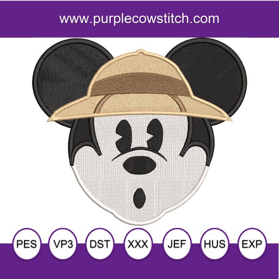 Animal Kingdom Inspired Machine Embroidery Mickey in His Pith  