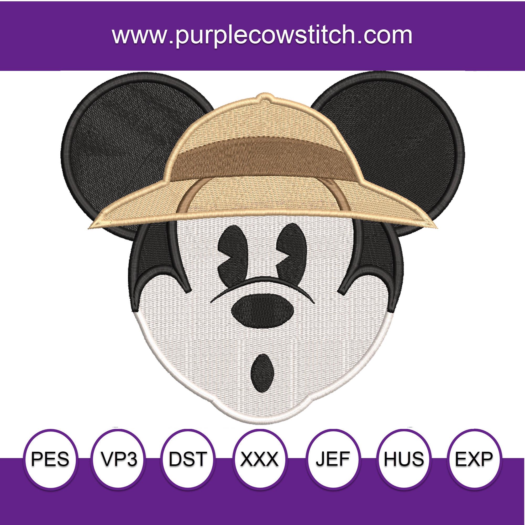 Animal Kingdom Inspired Machine Embroidery Mickey in His Pith  