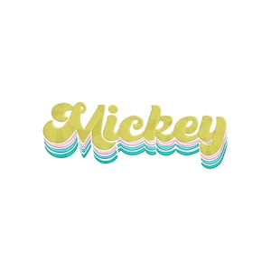 Mickey '70s Inspired Rainbow Machine Embroidery Design.