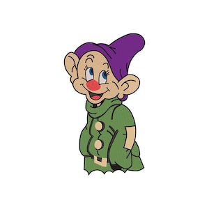 Snow White and the Seven Dwarfs "Dopey" Inspired Machine Embroidery Design.