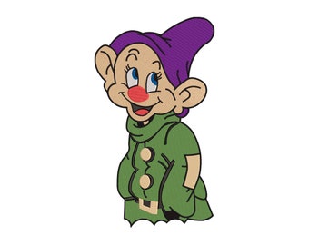 Schneewittchen und die sieben Zwerge "Dopey" inspirierte Maschinenstickerei Design.