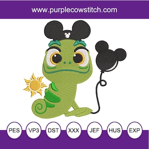 Pascal Tangled Inspired Machine Embroidery File 5 sizes.