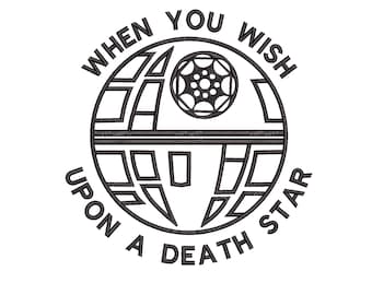 Star Wars inspired Machine Embroidery . When you wish upon a Death Star.