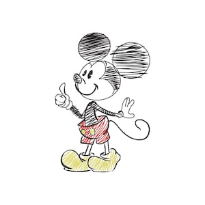 Artistic Sketch Magical Mickey Mouse Outline Machine Embroidery Design.