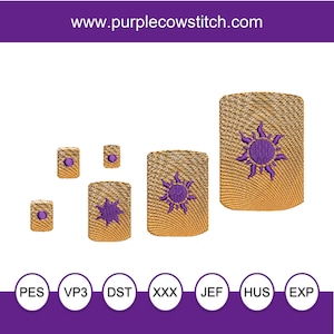 Verwarde geïnspireerde machineborduurontwerp. Verjaardagslantaarns