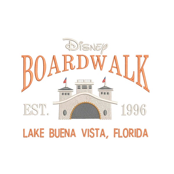 Boardwalk Resort Embroidery Design. Established 1996