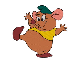 Princess Cinderella Inspired Machine Embroidery Design. Mouse Gus Gus