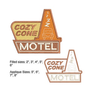 Carsland Cozy Cone Motel Logo Machine Embroidery Design