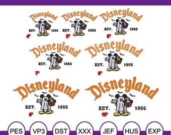 Mickey Ghost Halloween Embroidery Design (Digital Download)