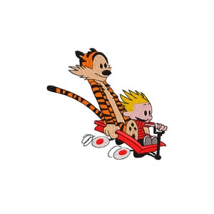 Calvin & Hobbs Comic Inspired Machine Embroidery Design.