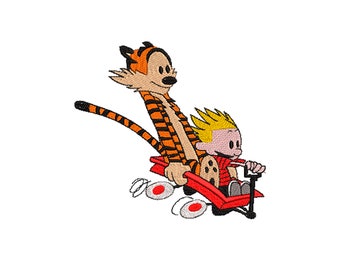 Calvin & Hobbs Comic inspiriert Maschinenstickerei Design.