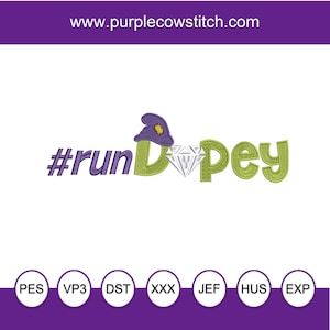 Run Dopey Most Magical Place on Earth Park Inspired Machine Embroidery Design. Marathon
