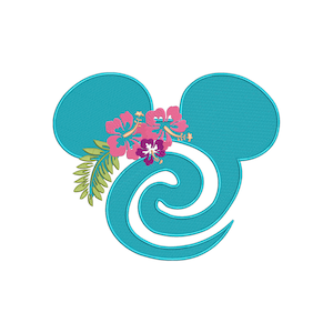 Princess Moana logo / Mickey mashup  Inspired Machine Embroidery Design