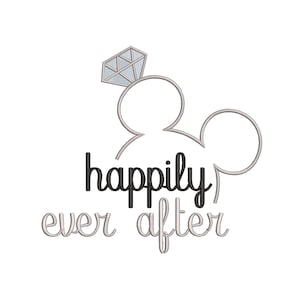 Happily Ever After Wedding Mickey Engagement Ring Machine Embroidery Design