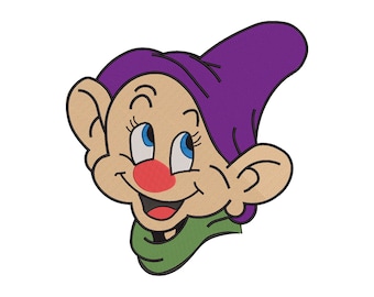Schneewittchen und die sieben Zwerge "Dopey" inspirierte Maschinenstickerei Design.
