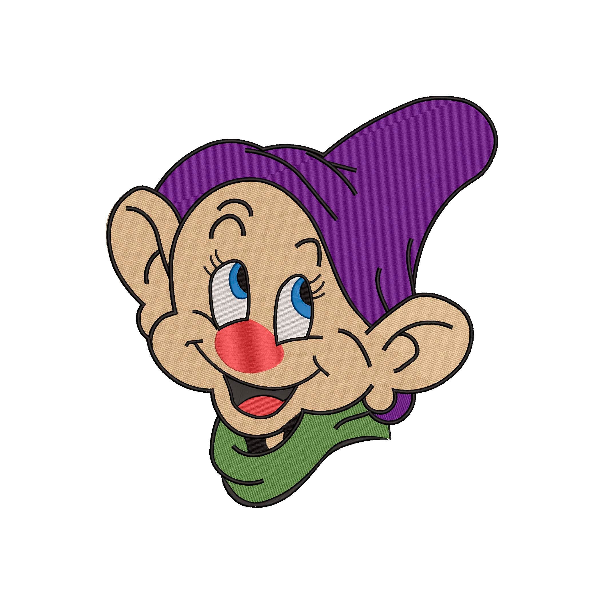 白雪姫と七人の小人「Dopey」にインスパイアされた機械刺繍 白雪姫と七人の小人「Dopey」にインスパイアされた機械刺繍