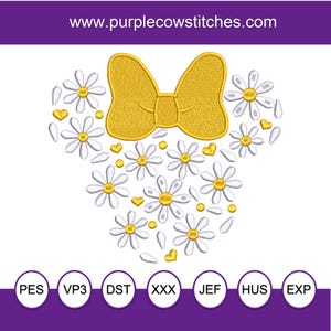 Flower Daisy Minnie Machine Embroidery Design.
