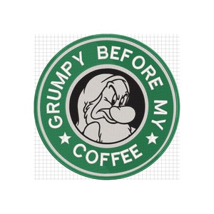 Grumpy Starbucks inspired Machine Embroidery Design.