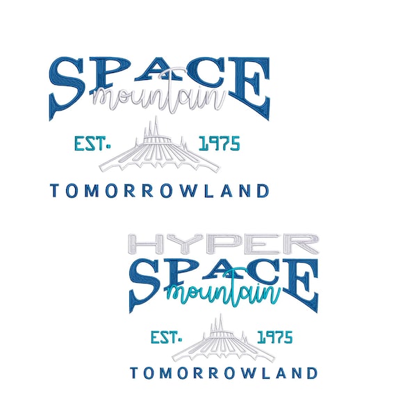 Space Mountain and Hyper Space Mountain Machine Embroidery Designs.
