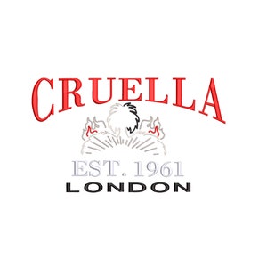 Cruella de Ville from 101 Dalmatians Machine Embroidery. Established 1961