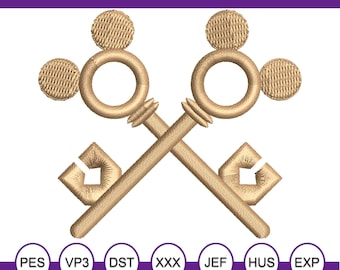 Diseño de bordado a máquina inspirado en la llave del conserje del crucero mágico de Mickey.