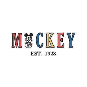 Machine Embroidery Design. Mickey Est. 1928