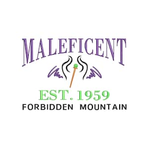 Maleficent from Sleeping Beauty Machine Embroidery. Established 1959.