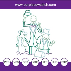 Hitch Hiking Ghosts Haunted Mansion Machine Embroidery Design.