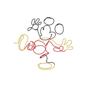 Artistic Doodle Magical Mickey Mouse Outline Machine Embroidery Design.