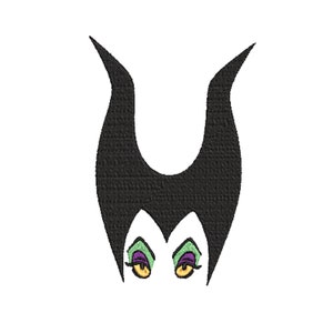 Diseño de bordado de máquina inspirado en Maléfica Señora de los villanos malvados. Pocket Peek a Boo 6 tallas.