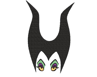 Diseño de bordado de máquina inspirado en Maléfica Señora de los villanos malvados. Pocket Peek a Boo 6 tallas.