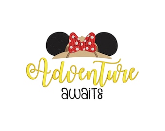 Animal Kingdom inspired Machine Embroidery.  Minnie Adventure Awaits