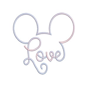 Mickey Ears Love Machine Embroidery Design.