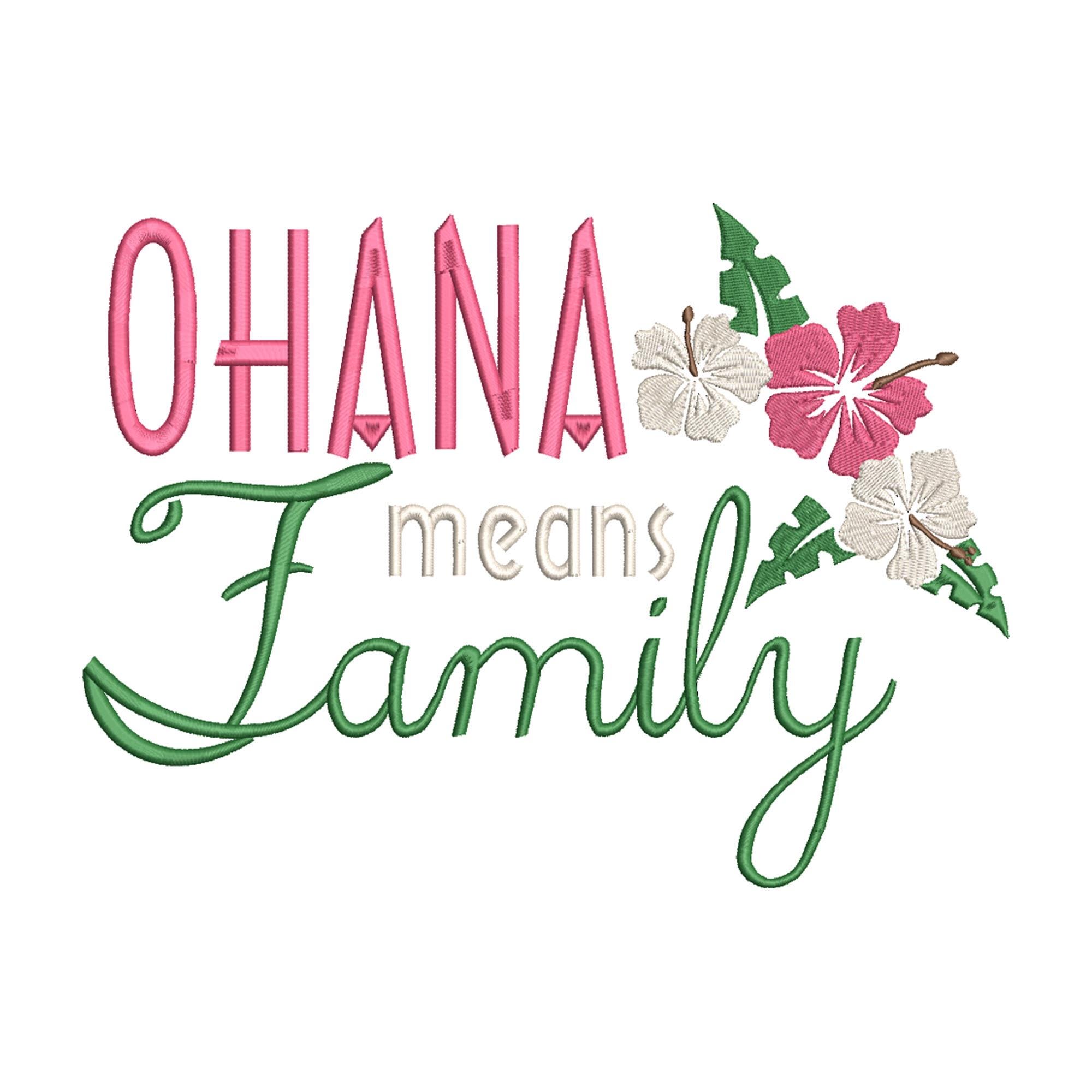Lilo & Stitch Inspired Machine Embroidery design.  Ohana means Family
