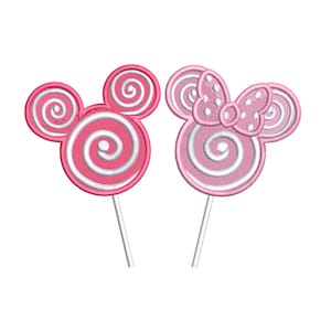 Mickey and Minnie Lollipops Suckers Valentines Day Love inspired Machine Embroidery Design. 4 Sizes