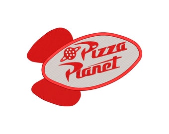 Toy Story Neon Pizza Planet Machine Embroidery Design.