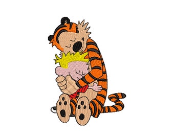 Calvin & Hobbs Comic Inspired Machine Embroidery Design.