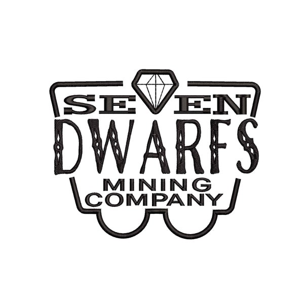 Seven Dwarfs Mine Train Inspired  Machine Embroidery Design. Seven Dwarfs Mining Company