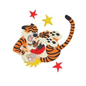 Calvin & Hobbs Comic Inspired Machine Embroidery Design.
