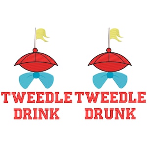 Alice i Underlandet, Tweedle Dee Tweedle, Dumb-inspirerad maskinbroderidesign.