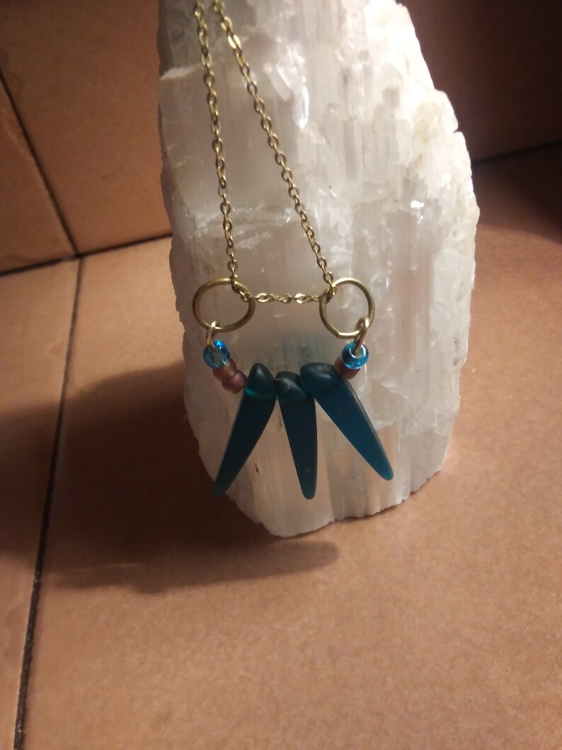 Gold Necklace with Dark Blue Sea Glass Beads Ready to Wear to the Beach The Sun Really Shines on this beautiful Blue Glass!