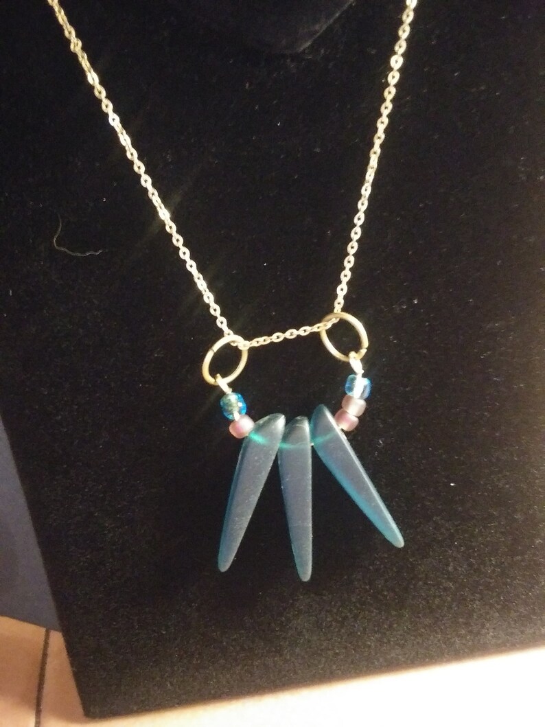 Gold Necklace with Dark Blue Sea Glass Beads Ready to Wear to the Beach The Sun Really Shines on this beautiful Blue Glass!