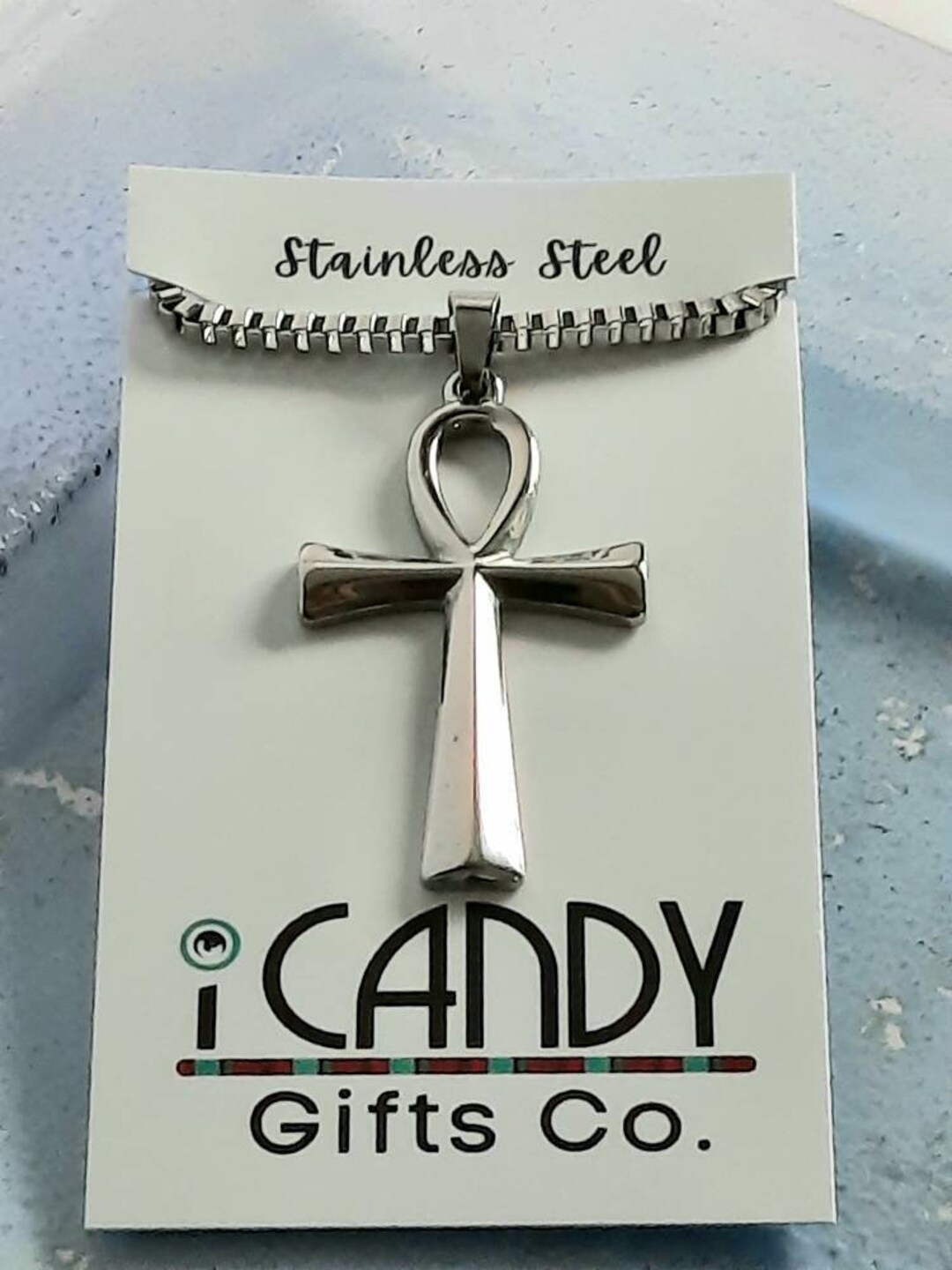 Herren ANKH Ägypten Kreuz Logo Symbole Anhänger Military Dog Tag Gepäck Tags Metall Kette