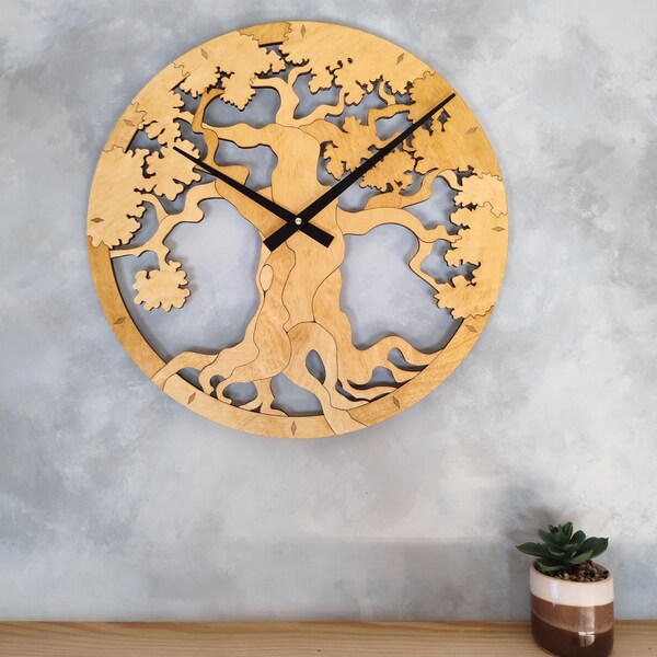 Horloge arbre de vie, horloge murale bois