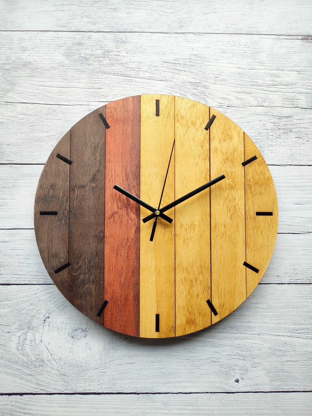 Wooden Wall Clock Hand Made Minimalist Clock Laser Cut Wood Etsy