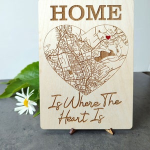 Targa in legno personalizzata con mappa, poster in legno con piano inciso al laser, targa decorativa casa casa, scheda indirizzo