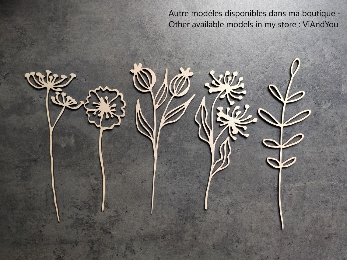 Wooden Flowers Laser Cut Retail Flowers Wild Flowers - Etsy