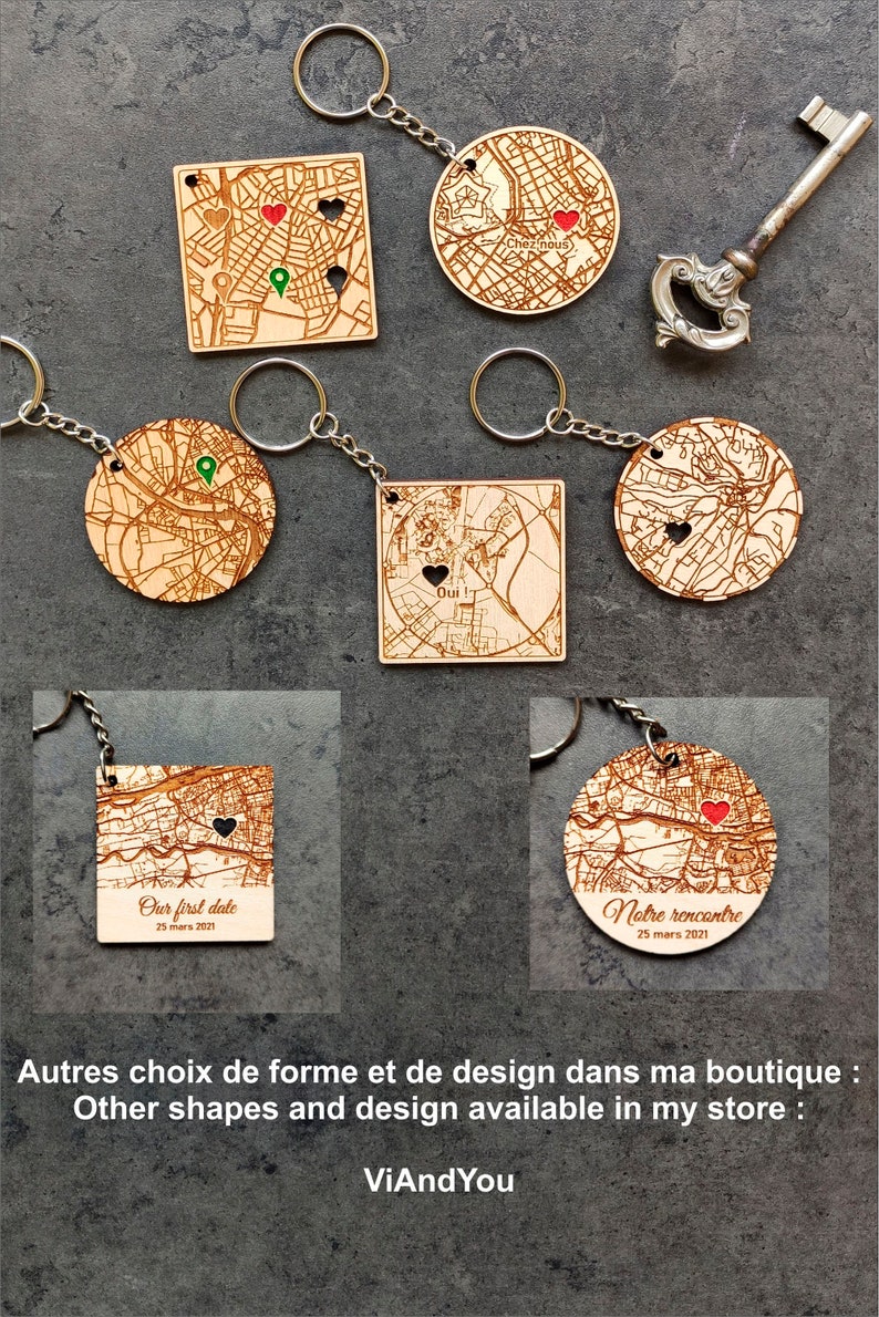 Porte clé personnalisé carte rond avec bordure simple image 6