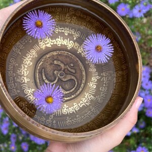 Ohm Carved Singing Bowl Gift Set, Handmade Singing Bowl Set for Sound Healing, Meditation Yoga Chakra Balancing, Spiritual Healing Bowl Set